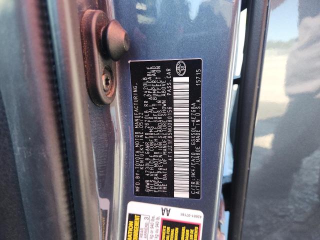 4T1JZ1FB5NU080156 - 2022 TOYOTA AVALON XLE GRAY photo 12