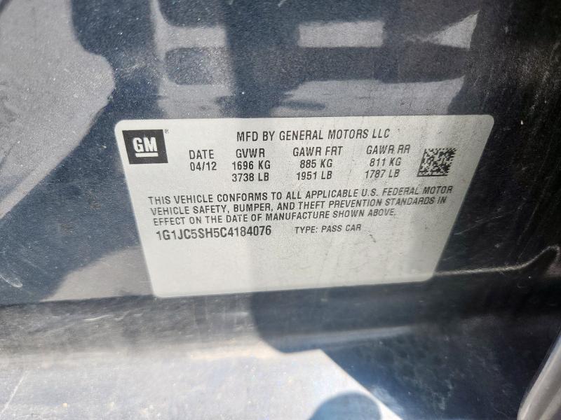 1G1JC5SH5C4184076 - 2012 CHEVROLET SONIC LT CHARCOAL photo 12