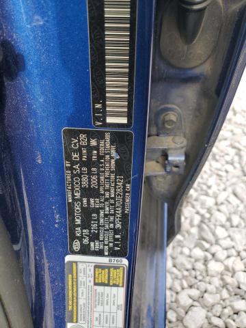 3KPFK4A70JE283421 - 2018 KIA FORTE LX BLUE photo 12