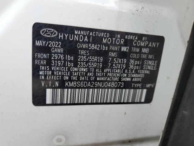 KM8S6DA29NU048073 - 2022 HYUNDAI SANTA FE SEL WHITE photo 14