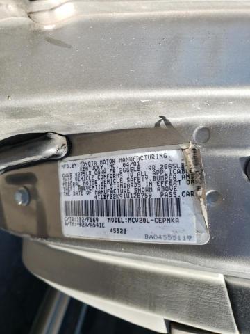 4T1BF22K91U128759 - 2001 TOYOTA CAMRY LE GOLD photo 12