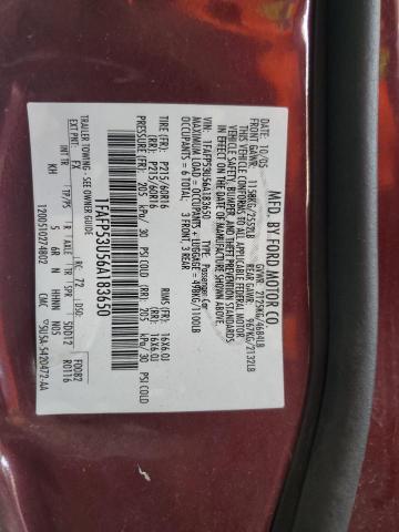 1FAFP53U56A183650 - 2006 FORD TAURUS SE BURGUNDY photo 12