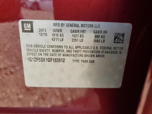 1G1ZF5SX1GF183812 - 2016 CHEVROLET MALIBU LT BURGUNDY photo 13