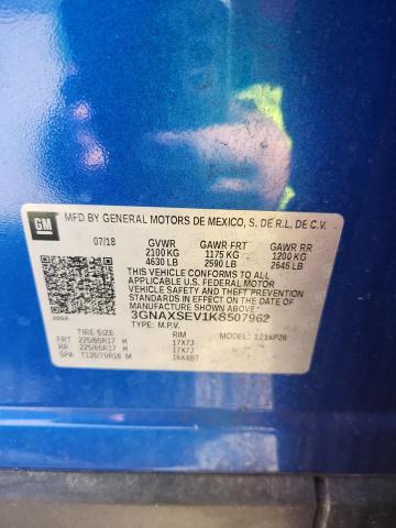 3GNAXSEV1KS507962 - 2019 CHEVROLET EQUINOX LS BLUE photo 13