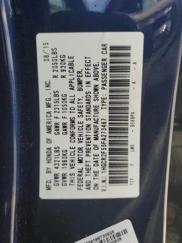 1HGCR2F55FA273487 - 2015 HONDA ACCORD SPORT Көк фото 13