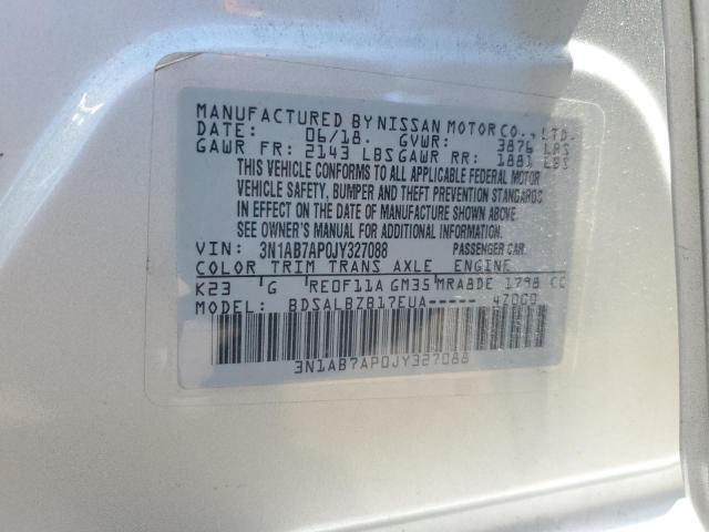 3N1AB7AP0JY327088 - 2018 NISSAN SENTRA S SILVER photo 12