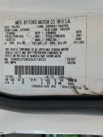 1FMZU73K33UC18721 - 2003 FORD EXPLORER XLT WHITE photo 13