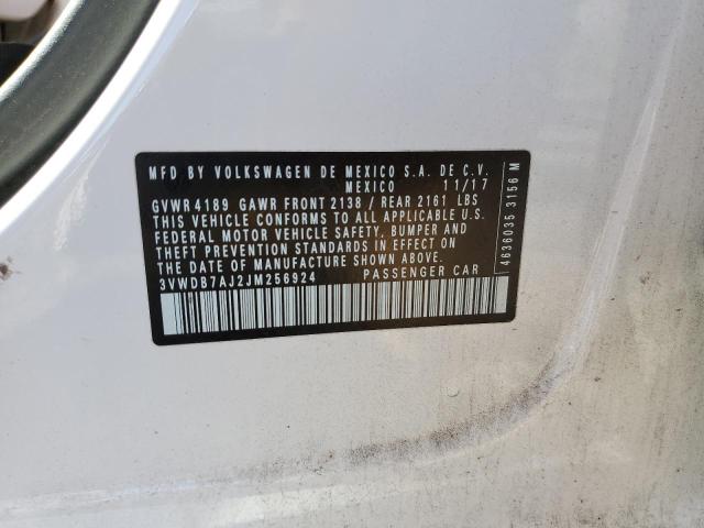 3VWDB7AJ2JM256924 - 2018 VOLKSWAGEN JETTA SE 白色 照片 12