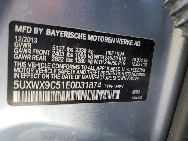 5UXWX9C51E0D31874 - 2014 BMW X3 XDRIVE28I SILVER photo 13