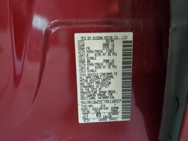 5N1AR18W25C701097 - 2005 NISSAN PATHFINDER LE Rojo foto 14