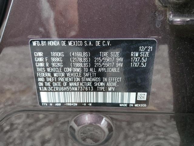 3CZRU6H55NM737613 - 2022 HONDA HR-V EX MAROON photo 14