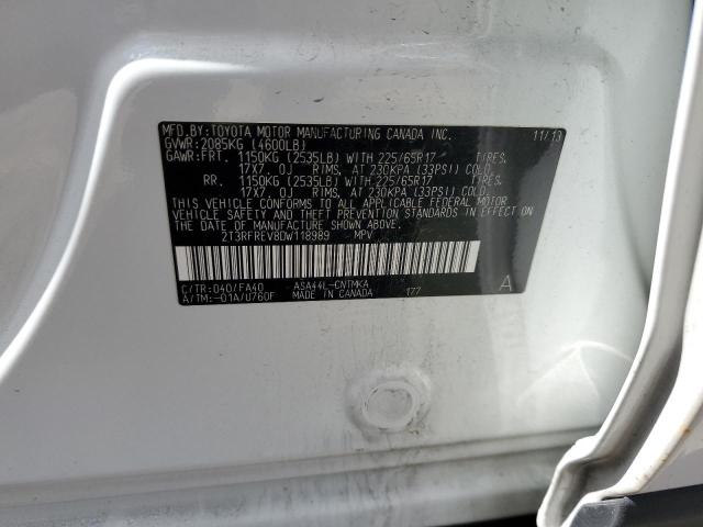 2T3RFREV8DW118989 - 2013 TOYOTA RAV4 XLE WHITE photo 13