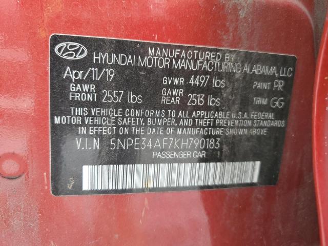 5NPE34AF7KH790183 - 2019 HYUNDAI SONATA LIMITED RED photo 13
