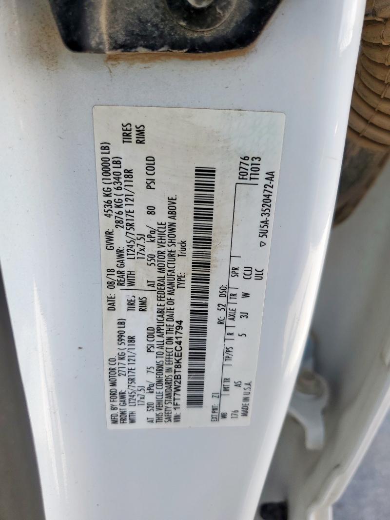 1FT7W2BT8KEC41794 - 2019 FORD F250 SUPER DUTY Ağ foto 12