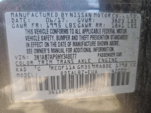 3N1AB7AP9HY348077 - 2017 NISSAN SENTRA S GRAY photo 12