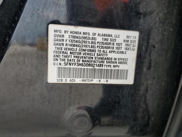 5FNYF3H63DB021489 - 2013 HONDA PILOT EXL Qara foto 13