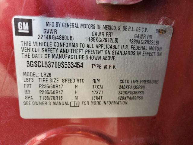 3GSCL53709S533454 - 2009 SATURN VUE XR RED photo 13