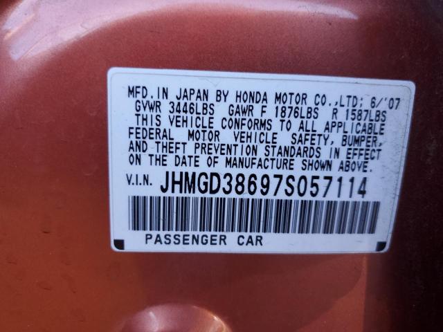 JHMGD38697S057114 - 2007 HONDA FIT S ნარინჯისფერი ფოტო 13