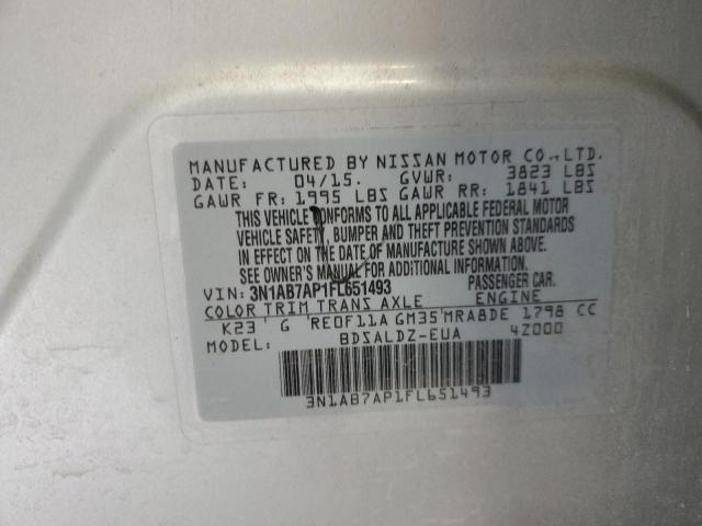 3N1AB7AP1FL651493 - 2015 NISSAN SENTRA S GRAY photo 13