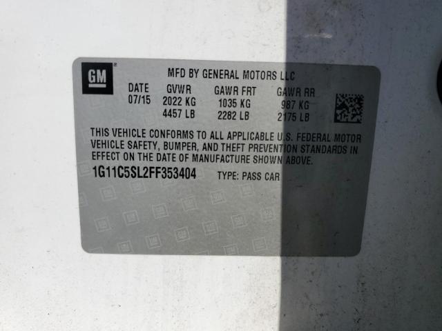 1G11C5SL2FF353404 - 2015 CHEVROLET MALIBU 1LT Ақ фото 12