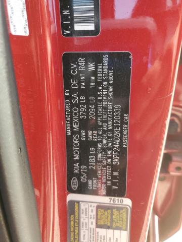 3KPF24AD2KE120339 - 2019 KIA FORTE FE Qırmızı foto 12