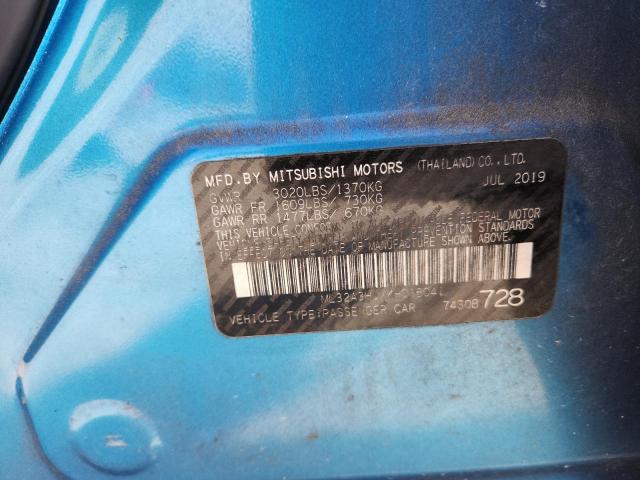 ML32A3HJXKH016041 - 2019 MITSUBISHI MIRAGE ES BLUE photo 12