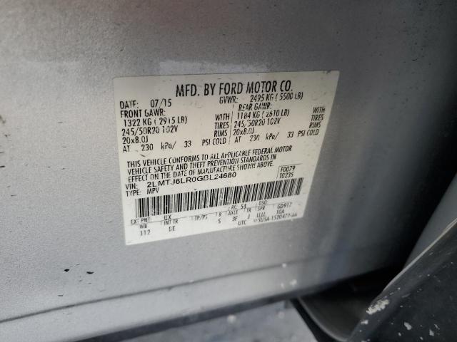 2LMTJ6LR0GBL24680 - 2016 LINCOLN MKX RESERVE SILVER photo 13