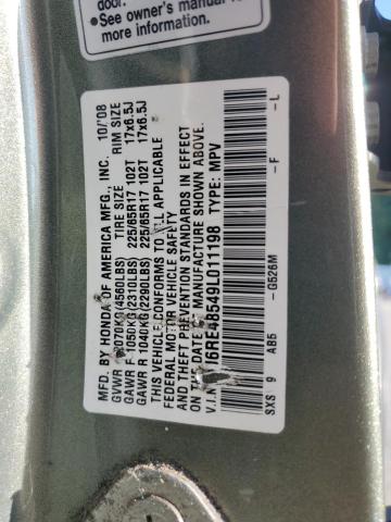 5J6RE48549L011198 - 2009 HONDA CR-V EX GREEN photo 13