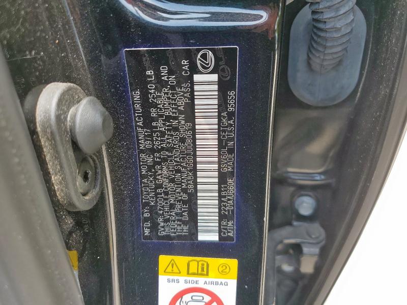 58ABK1GG0JU080619 - 2018 LEXUS ES 350 Қара фото 12