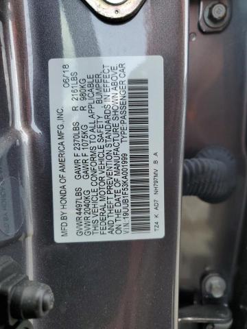 19UUB1F53KA001999 - 2019 ACURA TLX TECHNOLOGY GRAY photo 12