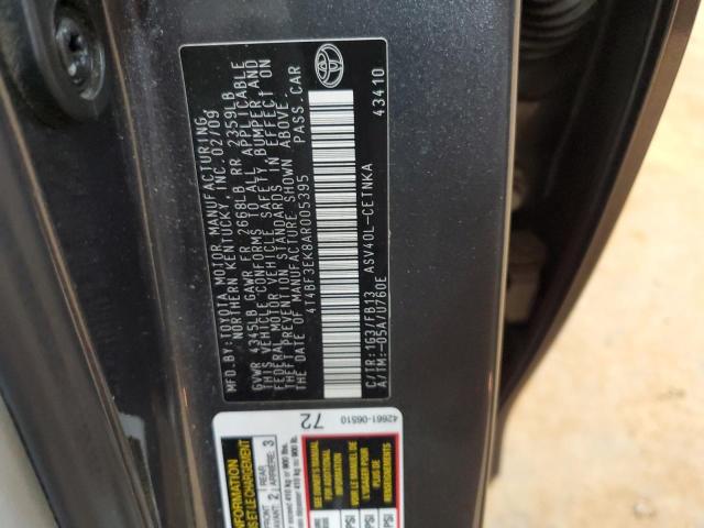 4T4BF3EK8AR005395 - 2010 TOYOTA CAMRY BASE GRAY photo 12