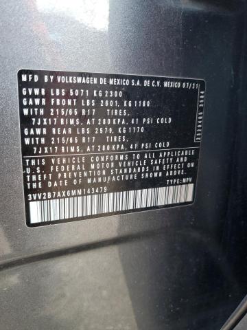 3VV2B7AX6MM143479 - 2021 VOLKSWAGEN TIGUAN SE Gris photo 13