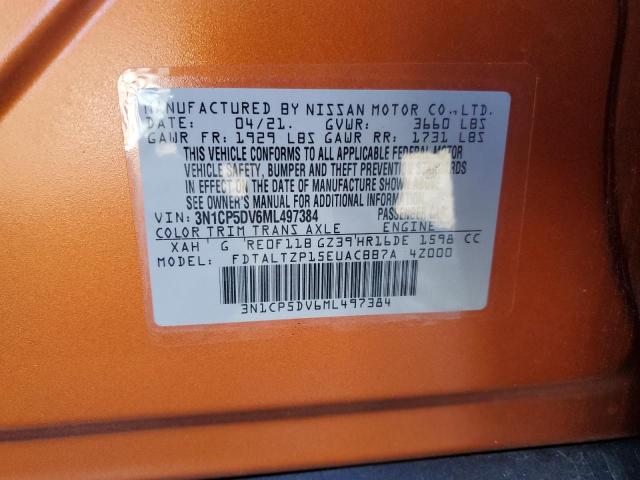 3N1CP5DV6ML497384 - 2021 NISSAN KICKS SR ORANGE photo 14