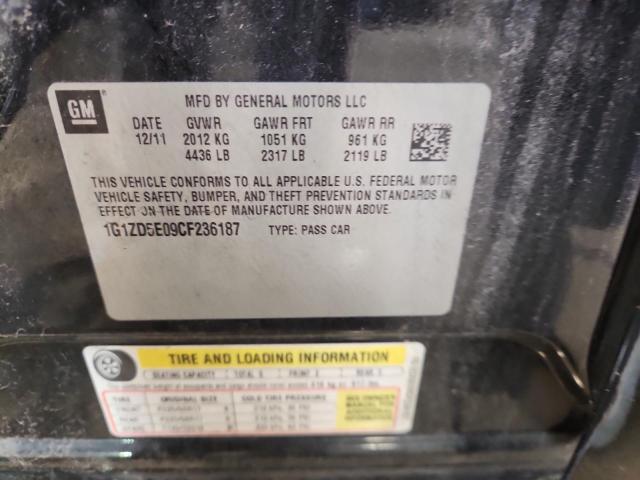 1G1ZD5E09CF236187 - 2012 CHEVROLET MALIBU 2LT შავი ფოტო 12