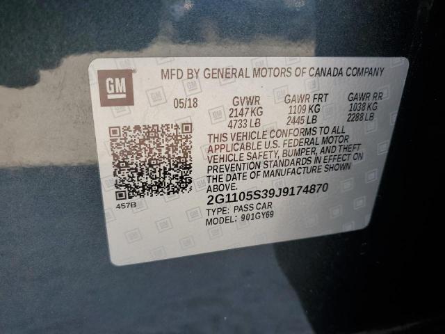 2G1105S39J9174870 - 2018 CHEVROLET IMPALA LT CHARCOAL photo 12