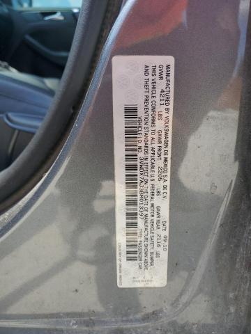 3VWDX7AJ3BM013397 - 2011 VOLKSWAGEN JETTA SE GRAY photo 12