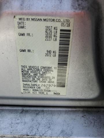 1N4AL3AP6JC267979 - 2018 NISSAN ALTIMA 2.5 SILVER photo 12