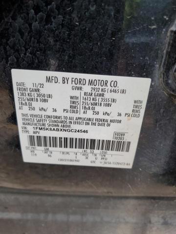 1FM5K8ABXNGC24546 - 2022 FORD EXPLORER POLICE INTERCEPTOR Czarny zdjęcie 14