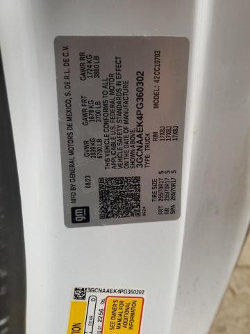 3GCNAAEK4PG360302 - 2023 CHEVROLET SILVERADO C1500 WHITE photo 12