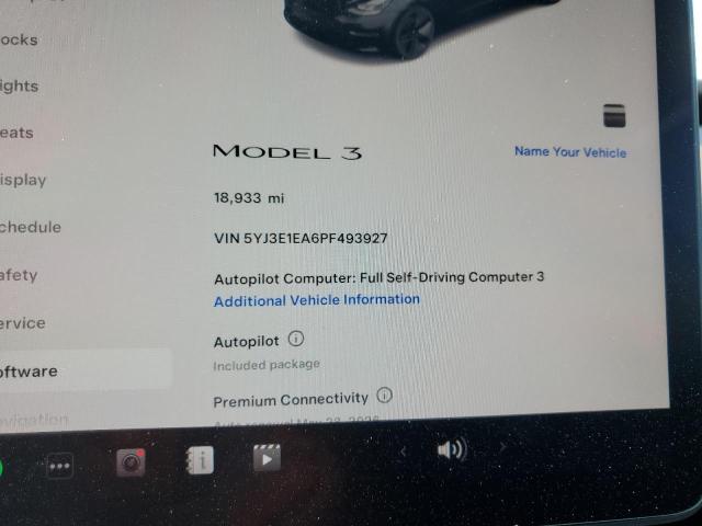 5YJ3E1EA6PF493927 - 2023 TESLA MODEL 3 BLACK photo 9