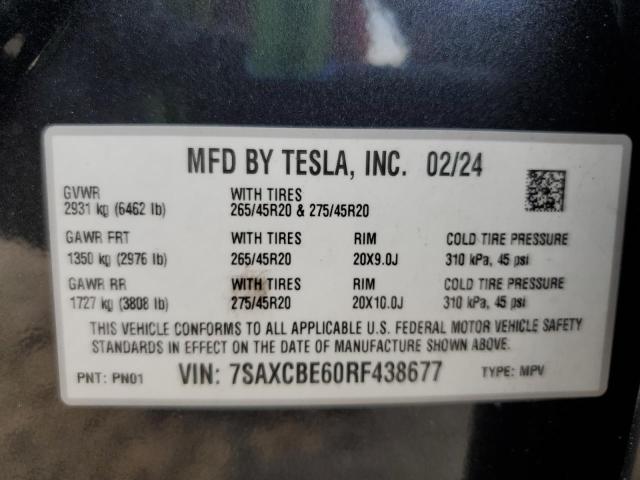 7SAXCBE60RF438677 - 2024 TESLA MODEL X 石墨色 照片 13