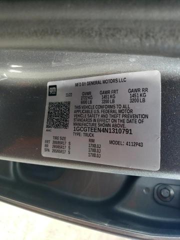 1GCGTEEN4N1310791 - 2022 CHEVROLET COLORADO ZR2 GRAY photo 12