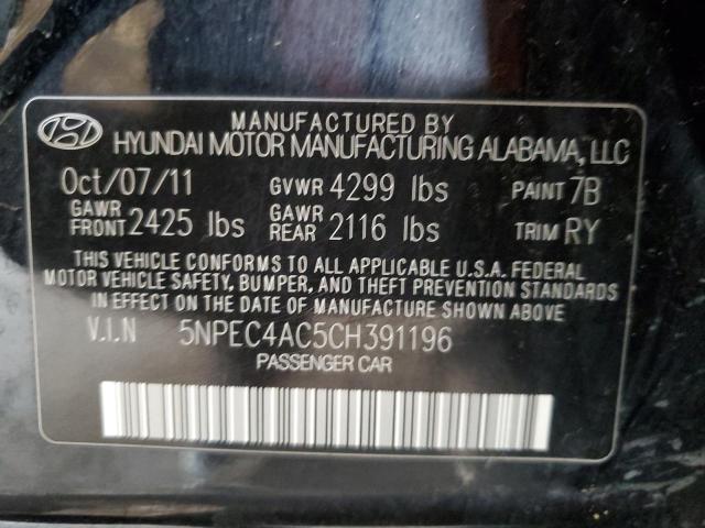 5NPEC4AC5CH391196 - 2012 HYUNDAI SONATA SE 黑色 照片 12