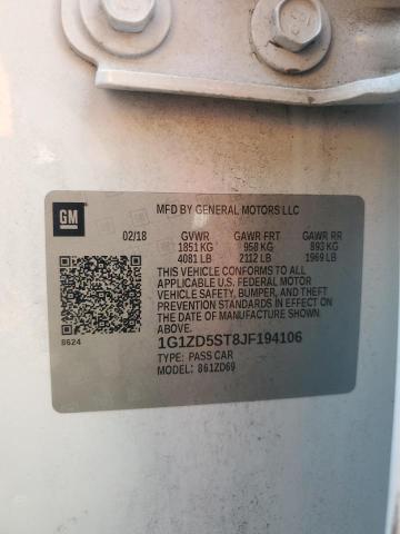 1G1ZD5ST8JF194106 - 2018 CHEVROLET MALIBU LT WHITE photo 12