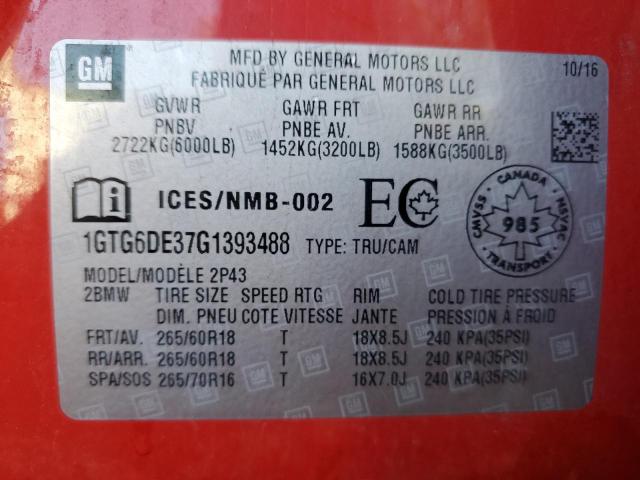 1GTG6DE37G1393488 - 2016 GMC CANYON SLT RED photo 12