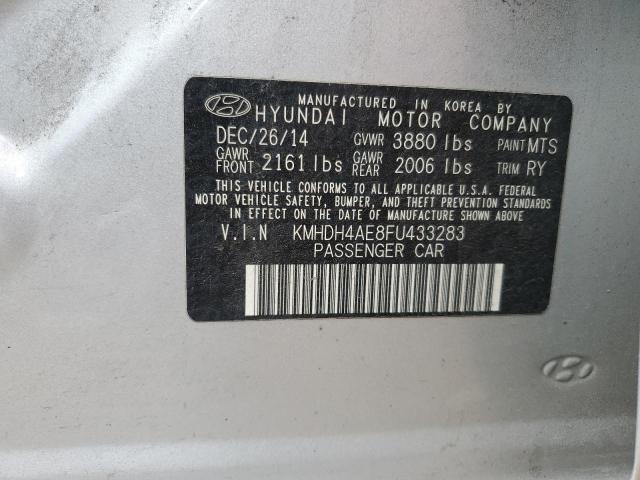 KMHDH4AE8FU433283 - 2015 HYUNDAI ELANTRA SE SILVER photo 12