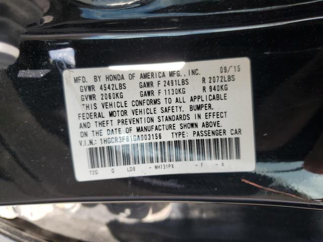 1HGCR3F81GA003156 - 2016 HONDA ACCORD EXL BLACK photo 12