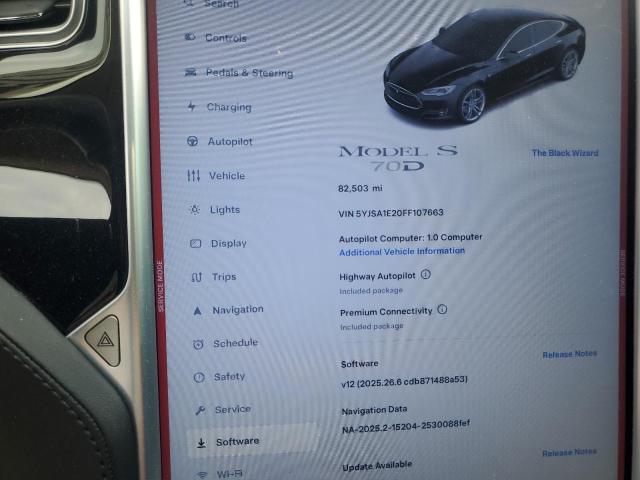 5YJSA1E20FF107663 - 2015 TESLA MODEL S Czarny zdjęcie 9