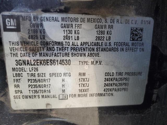 3GNAL2EK6ES614530 - 2014 CHEVROLET CAPTIVA LS შავი ფოტო 12