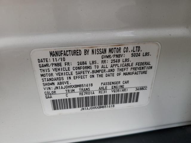 JN1AJ0HRXBM851418 - 2011 INFINITI EX35 BASE WHITE photo 13